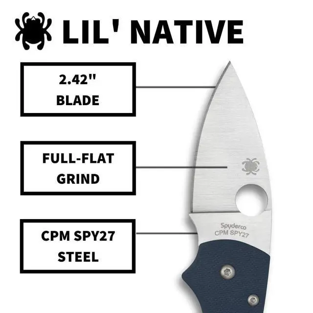 Alt view image 3 of 5 - Lil' Native Folding Pocket Knife with 2" CPM SPY27 and G-10 Handle - EDC Knife for Men and Women, Perfect for Hunting, Tactical, Camping, Survival, Hiking - PlainEdge - C230GPCBL