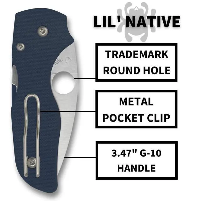 Alt view image 4 of 5 - Lil' Native Folding Pocket Knife with 2" CPM SPY27 and G-10 Handle - EDC Knife for Men and Women, Perfect for Hunting, Tactical, Camping, Survival, Hiking - PlainEdge - C230GPCBL