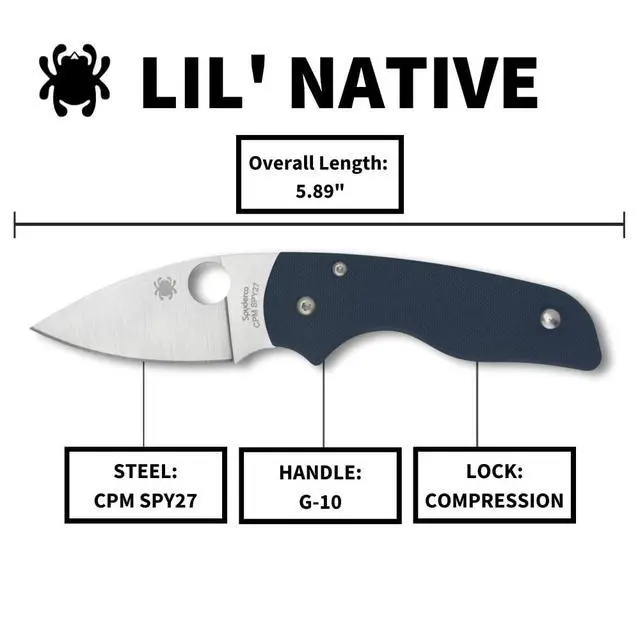 Alt view image 5 of 5 - Lil' Native Folding Pocket Knife with 2" CPM SPY27 and G-10 Handle - EDC Knife for Men and Women, Perfect for Hunting, Tactical, Camping, Survival, Hiking - PlainEdge - C230GPCBL
