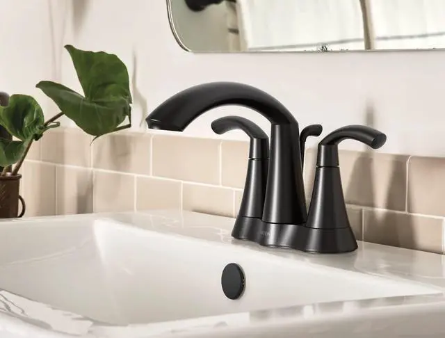 Alt view image 3 of 6 - 6172BL Glyde Two-Handle High Arc Centerset Bathroom Faucet, Matte Black