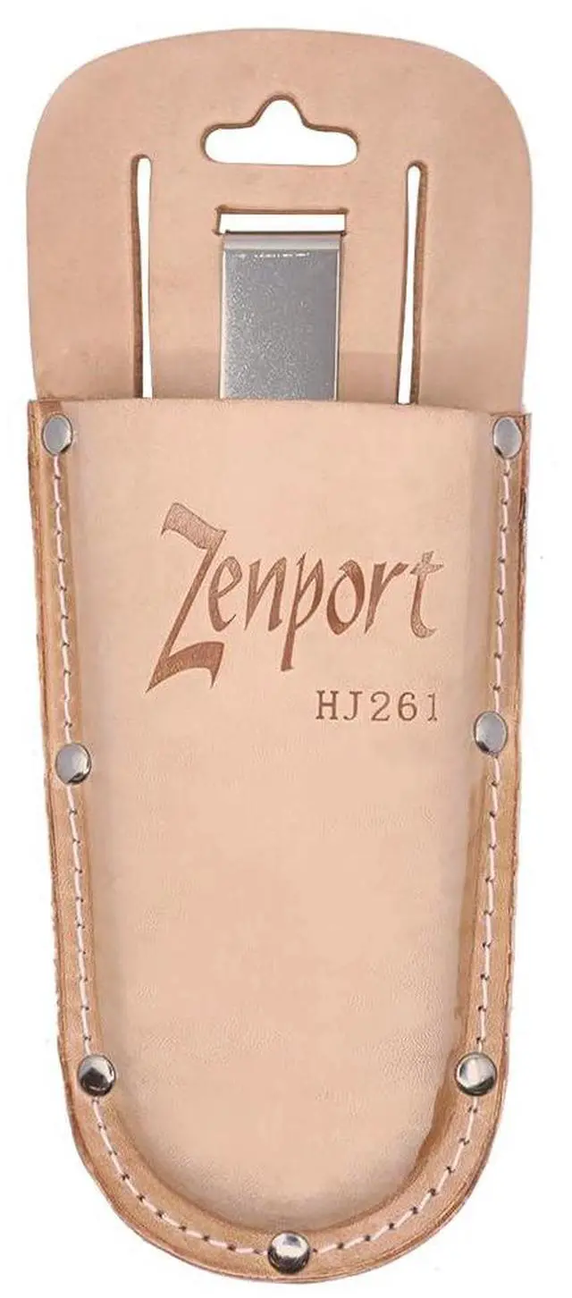 Main image of HJ261 Leather Pruner Sheath with Belt Loop and Metal Clip, Beige