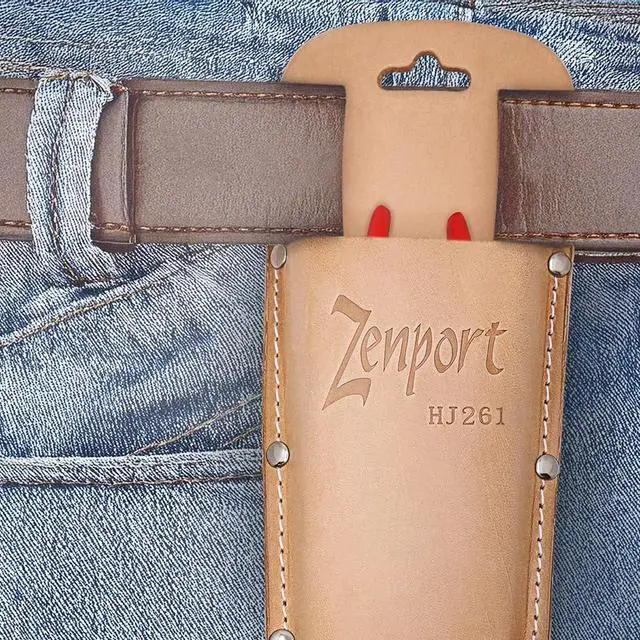 Alt view image 3 of 6 - HJ261 Leather Pruner Sheath with Belt Loop and Metal Clip, Beige