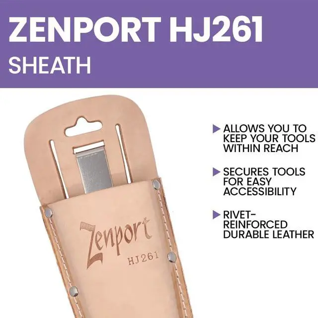 Alt view image 4 of 6 - HJ261 Leather Pruner Sheath with Belt Loop and Metal Clip, Beige