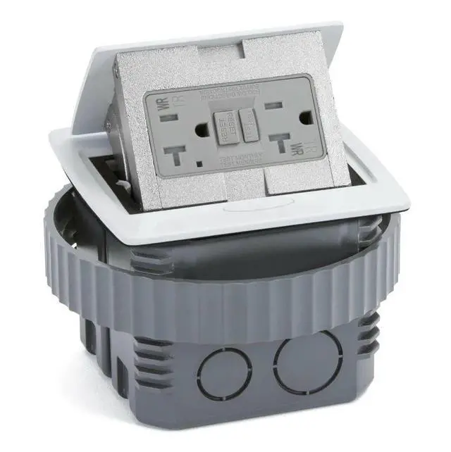 Alt view image 2 of 5 - Square GFCI Countertop Pop Up Outlet Box | Tamper Resistant, Splash Proof, with Two 20A GFCI Receptacles - (White)