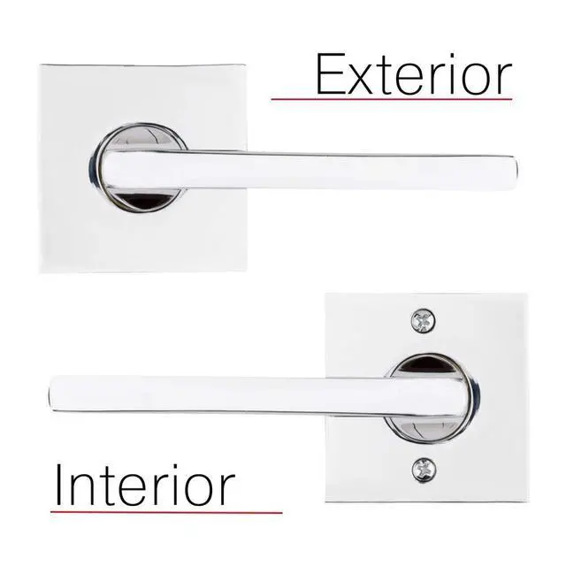 Alt view image 2 of 6 - PS.SQU.R.CSR.260.6L.DS Square Right-Handed Passage Lever with Contemporary Square Rose, Polished Chrome