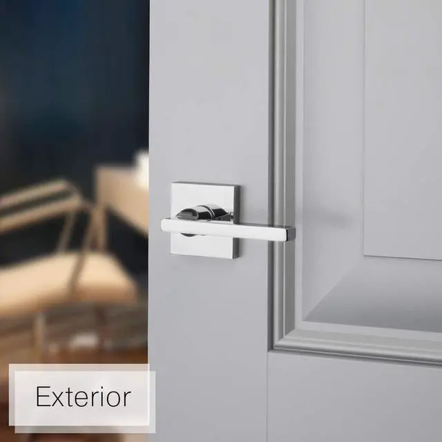 Alt view image 3 of 6 - PS.SQU.R.CSR.260.6L.DS Square Right-Handed Passage Lever with Contemporary Square Rose, Polished Chrome