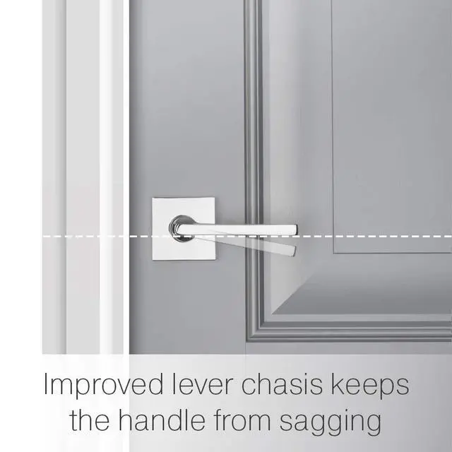 Alt view image 5 of 6 - PS.SQU.R.CSR.260.6L.DS Square Right-Handed Passage Lever with Contemporary Square Rose, Polished Chrome
