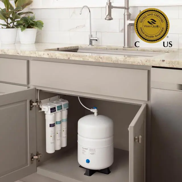 Alt view image 2 of 6 - Reverse Osmosis Water Filtration System, Under Sink, WQA Certified, Designer Faucet with LED Reminder 3-Stage Capella (RC250)