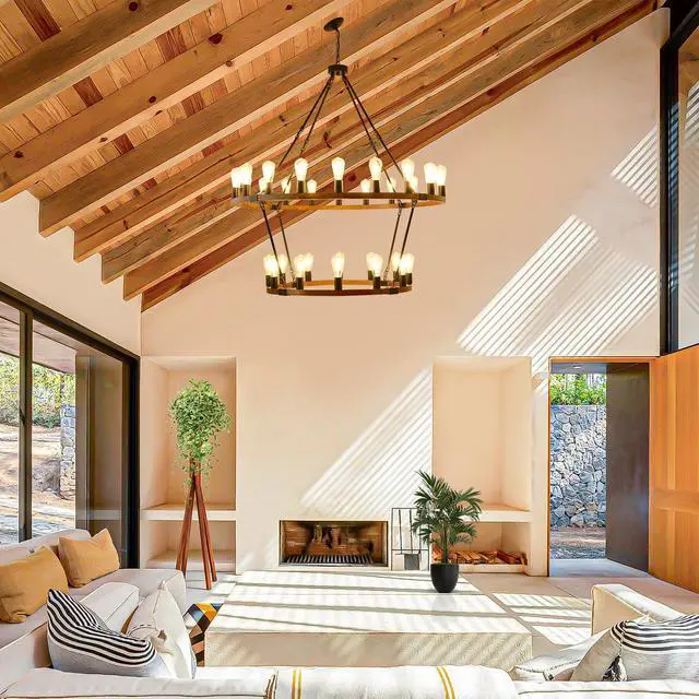 Alt view image 6 of 6 - Rustic Wagon Wheel Chandeliers 2 Tier, 32 Lights Round Hanging Pendant Light Fixture, Farmhouse Wagon Wheel Chandelier for Dining Room Entryway Kitchen Island Foyer