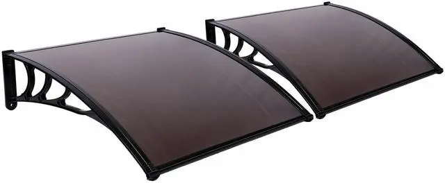 Main image of 2 Pcs 40"x40" Window Awning Door Canopy Exterior, Polycarbonate Cover Awnings for Doors Entrance, Front Door Overhang Awning for Sun Shutter, UV, Rain and Snow Protection, Brown