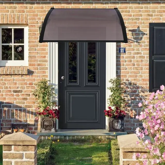 Alt view image 2 of 6 - 2 Pcs 40"x40" Window Awning Door Canopy Exterior, Polycarbonate Cover Awnings for Doors Entrance, Front Door Overhang Awning for Sun Shutter, UV, Rain and Snow Protection, Brown