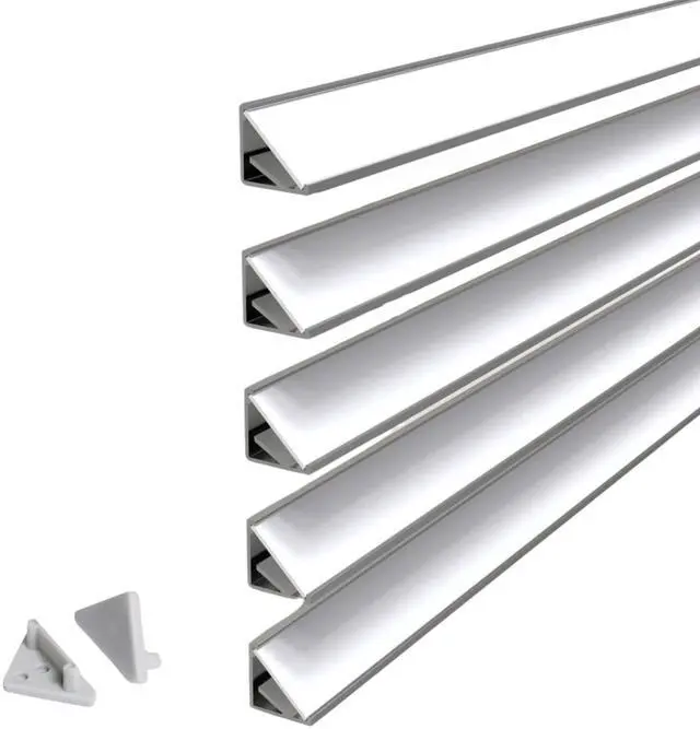 Main image of Wired4Signs 5 Pack 2m LED Corner Channel Kit for LED Strip Lights Cabi12 Model 30 or 60 Degree Mount with Opal Diffuser End Caps Under Cabinet Shelf Display Aluminum Profile Track