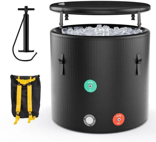 Main image of 79 Gal Ice Bath Tub for Athletes, Inflatable Cold Plunge Tub w/Multiple Layered, Lid, Pump, Backpack, Water Chiller Compatible Portable Freestanding Ice Bath for Adults (79 Gal Round, Black)