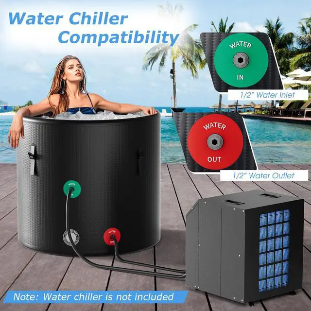 Alt view image 3 of 6 - 79 Gal Ice Bath Tub for Athletes, Inflatable Cold Plunge Tub w/Multiple Layered, Lid, Pump, Backpack, Water Chiller Compatible Portable Freestanding Ice Bath for Adults (79 Gal Round, Black)