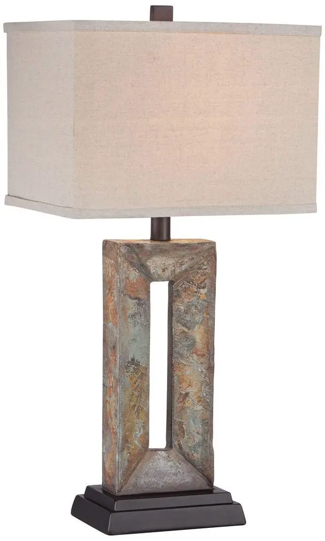 Alt view image 2 of 6 - Tahoe Small Rustic Traditional Style Table Lamp 26" High Natural Stale Rectangular Box Shade for Living Room Bedroom House Bedside Nightstand Home Office Reading (Color May Vary)
