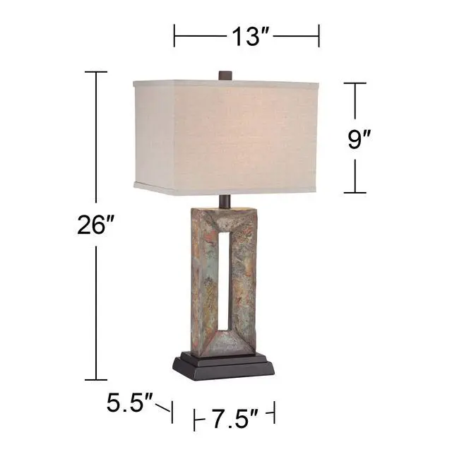 Alt view image 4 of 6 - Tahoe Small Rustic Traditional Style Table Lamp 26" High Natural Stale Rectangular Box Shade for Living Room Bedroom House Bedside Nightstand Home Office Reading (Color May Vary)