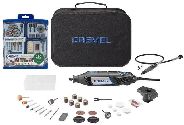 Main image of 4000-2/32 Variable Speed Rotary Tool Kit with 2 Attachments & 32 Accessories - High-Performance Rotary Tool Bundle with 160 Piece Accessory Kit, and Flex Shaft Attachment (3 Items)