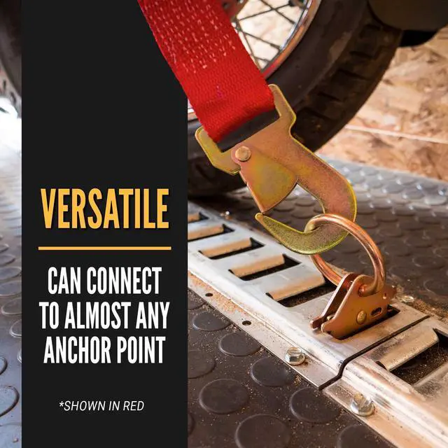 Alt view image 5 of 6 - Ratchet Strap with Snap Hook, 2 Inch Wide X 27 Foot Long, Yellow Weather Resistant Webbing, 2,000 Pound Working Load Limit, 10 Pack