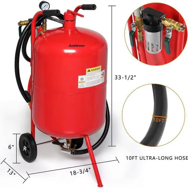 Alt view image 2 of 6 - 10 Gallon Pot Sand Blasting Machine | 125 PSI High Pressure, 4 Ceramic Nozzles, Portable Abrasive Blaster, Special Surface Treatment, Stain Removal Paint