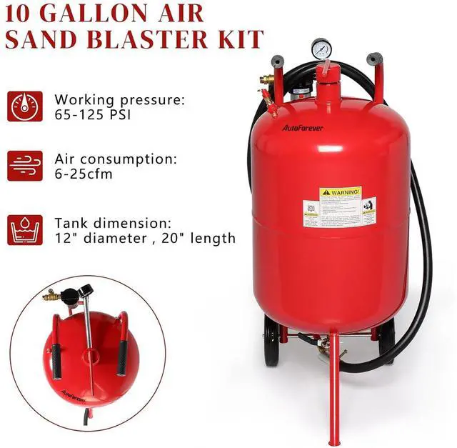 Alt view image 3 of 6 - 10 Gallon Pot Sand Blasting Machine | 125 PSI High Pressure, 4 Ceramic Nozzles, Portable Abrasive Blaster, Special Surface Treatment, Stain Removal Paint