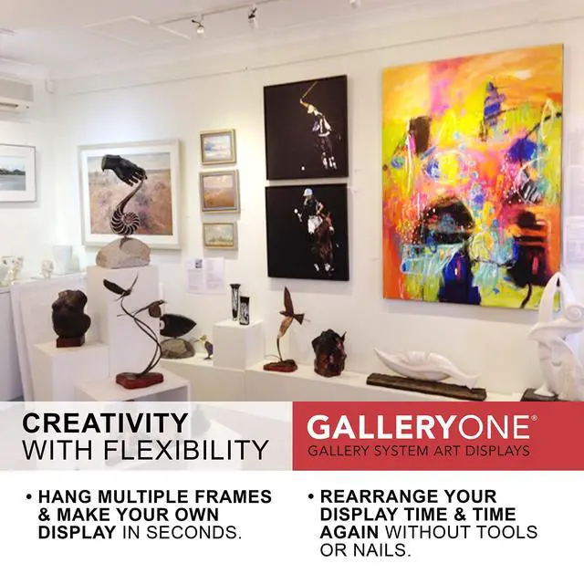 Alt view image 6 of 6 - Clearline Picture Hanging System Set- Covers 22.5 ft of Wall Space - Heavy-Duty Discreet Wall Tracks & Art Hanging Kit Without Nails - for Home or Office
