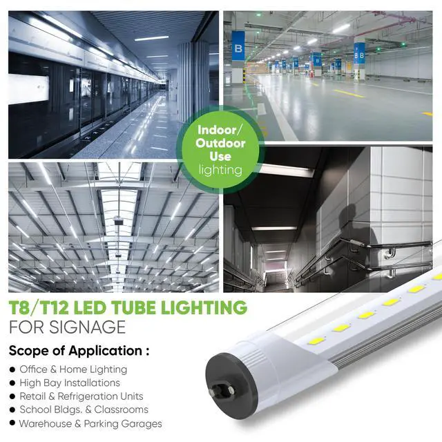 Alt view image 5 of 6 - (Pack of 2 6 ft R17D T12/HO Type A Plug & Play LED Tube (Dual-Sided), Cool White (4100K) Direct Replacement for 85W F72T12/CW/HO (Without Rewiring or Modification) Ballast Required!