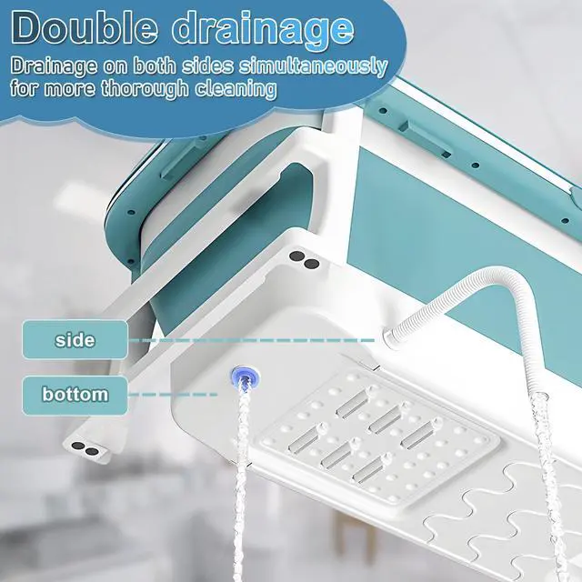 Alt view image 5 of 6 - 51 Inch Foldable Bathtub for Adults, Large Portable Tub for Shower, Effortless Collapsible Bathtub Adult for Spacious Bathrooms & Outdoor Use, Ideal for Ice Baths & Hot Baths (Blue-Green, 51 Inch)