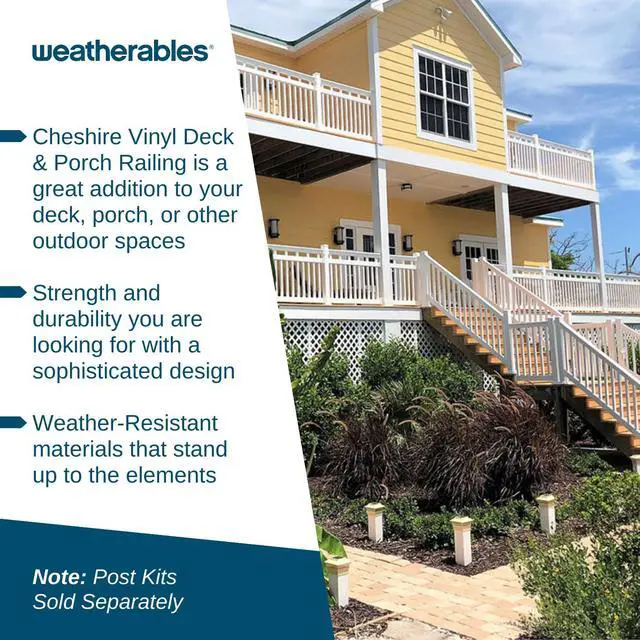 Alt view image 2 of 6 - Cheshire Porch and Deck Railing Kit Vinyl Railing Kit for Decks, Porches, Balconies, and More, Versatile Outdoor Railing (White, 42" X 4')
