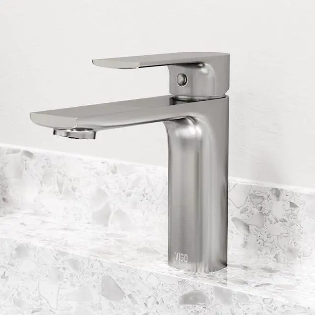 Alt view image 2 of 6 - Davidson Single-Handle Single-Hole Mount Bathroom Sink Faucet, 6-Inch, Brushed Nickel, Modern Design, Solid Brass, 1.2 GPM WaterSense & Ceramic Disc Valve, Corrosion-Resistant