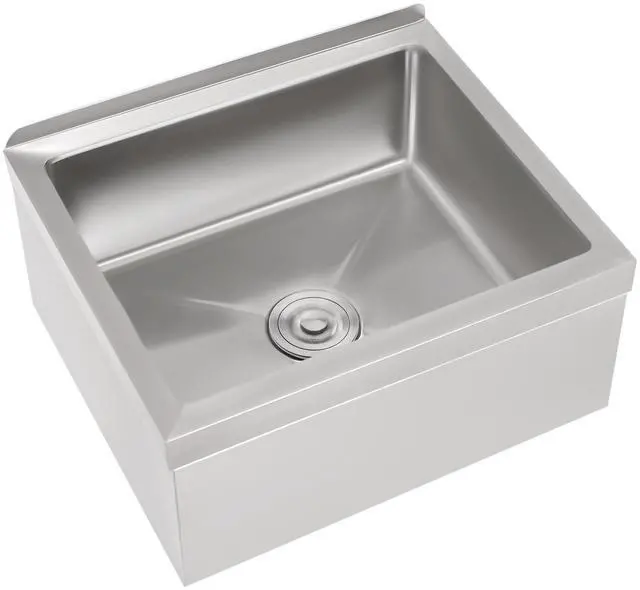 Main image of Commercial Mop Sink 19x22x12in, 304 Stainless Steel Utility Mop Basin with Drain Assembly Wall-Mounted 8" Deep Tub for Restaurant/Hospital