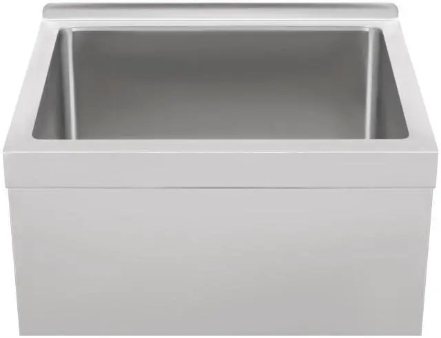 Alt view image 4 of 6 - Commercial Mop Sink 19x22x12in, 304 Stainless Steel Utility Mop Basin with Drain Assembly Wall-Mounted 8" Deep Tub for Restaurant/Hospital