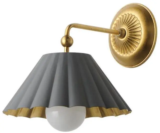 Main image of Lighting Primrose 1-Light Wall Sconce | Dark Grey/Gold Leaf Steel Finish | Transitional Indoor Light Fixture | Ideal for Hallways, Bedrooms & Bathrooms | Dimmable Damp Rated | 18051DGGL
