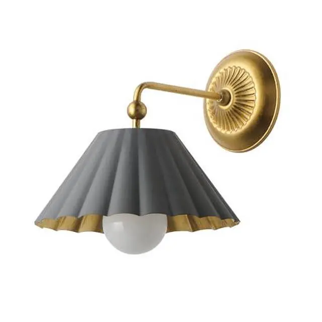 Alt view image 3 of 4 - Lighting Primrose 1-Light Wall Sconce | Dark Grey/Gold Leaf Steel Finish | Transitional Indoor Light Fixture | Ideal for Hallways, Bedrooms & Bathrooms | Dimmable Damp Rated | 18051DGGL