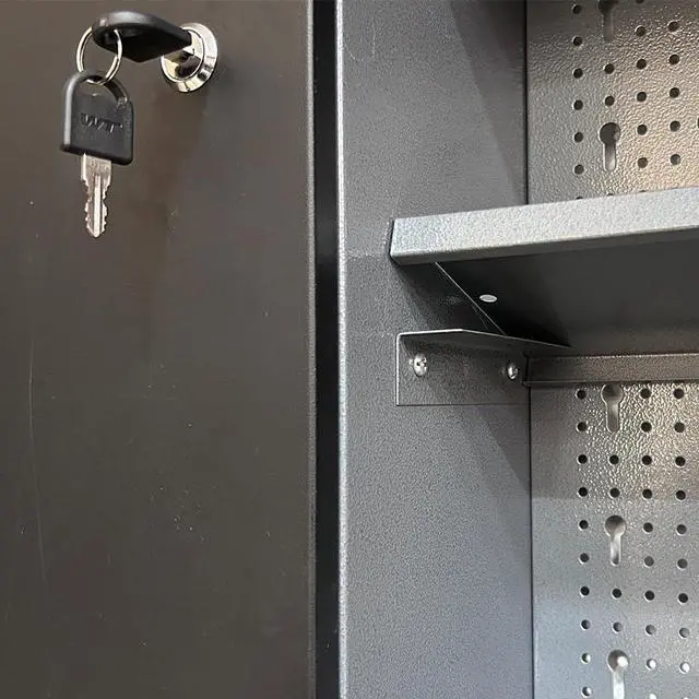 Alt view image 6 of 6 - Metal Wall Mount Tool Storage Lockable Garage Cabinet, Black & Grey