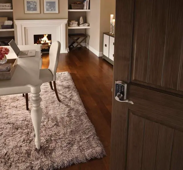 Alt view image 4 of 5 - FE695 Camelot by Accent Keyless Touch Lever Lock with 16211 Latch 10063 Strike Aged Bronze Finish