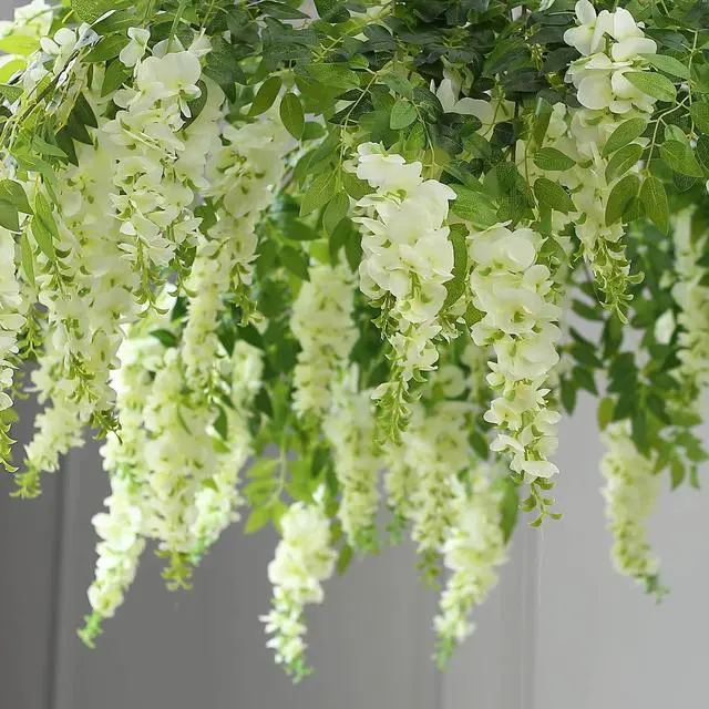 Alt view image 2 of 6 - Efavormart 55" Cream Wisteria Hanging Canopy, 24-Branch Large Floral Chandelier for Vintage Weddings and Professional Event Centers