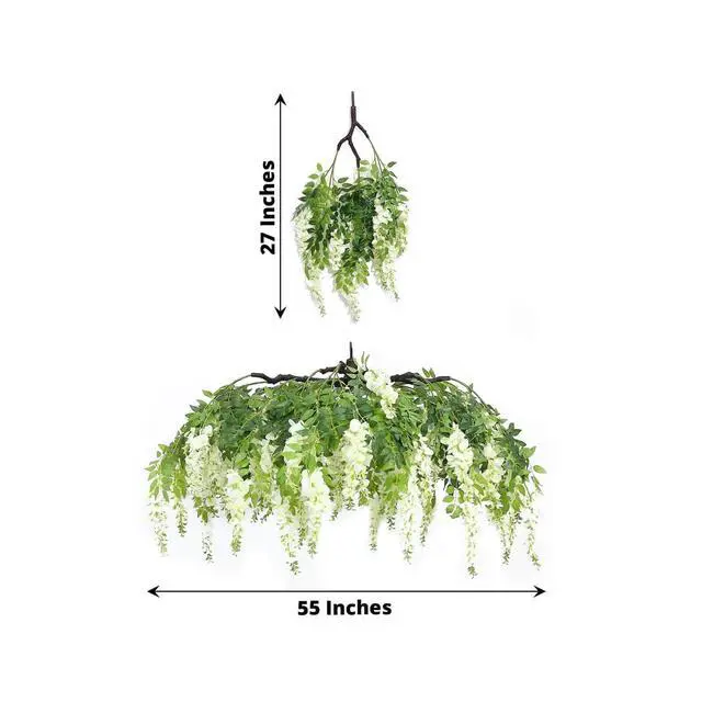 Alt view image 3 of 6 - Efavormart 55" Cream Wisteria Hanging Canopy, 24-Branch Large Floral Chandelier for Vintage Weddings and Professional Event Centers