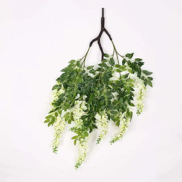 Alt view image 6 of 6 - Efavormart 55" Cream Wisteria Hanging Canopy, 24-Branch Large Floral Chandelier for Vintage Weddings and Professional Event Centers