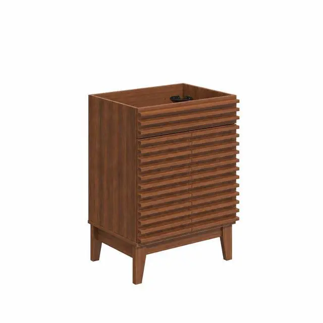 Main image of 24 Inch Bathroom Vanity Base Cabinet, Walnut Freestanding Bathroom Storage Cabinet Base Only, Modern Wood Grain Vanity Cabinet with Solid Wood Legs and Soft Close Doors, Sink Not Included