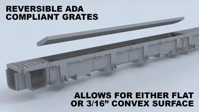 Alt view image 3 of 6 - Grey Heavy Duty 4ft Trench Drain Kit (3 Pack / 12 Linear Feet)