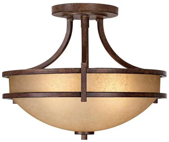 Main image of Oak Valley Collection Rustic Farmhouse Ceiling Light Semi Flush Mount Fixture Bronze 18" Wide Cream Scavo Glass Bowl for Cottage Core Bedroom Kitchen Living Room Hallway Bathroom