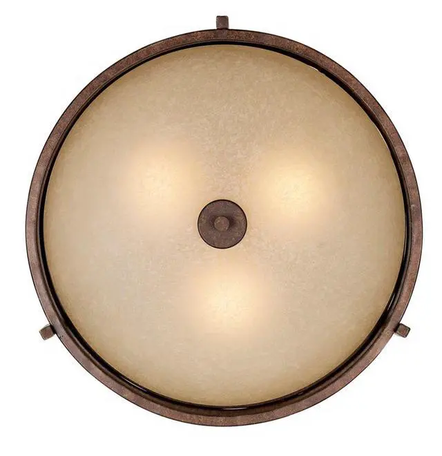 Alt view image 5 of 6 - Oak Valley Collection Rustic Farmhouse Ceiling Light Semi Flush Mount Fixture Bronze 18" Wide Cream Scavo Glass Bowl for Cottage Core Bedroom Kitchen Living Room Hallway Bathroom