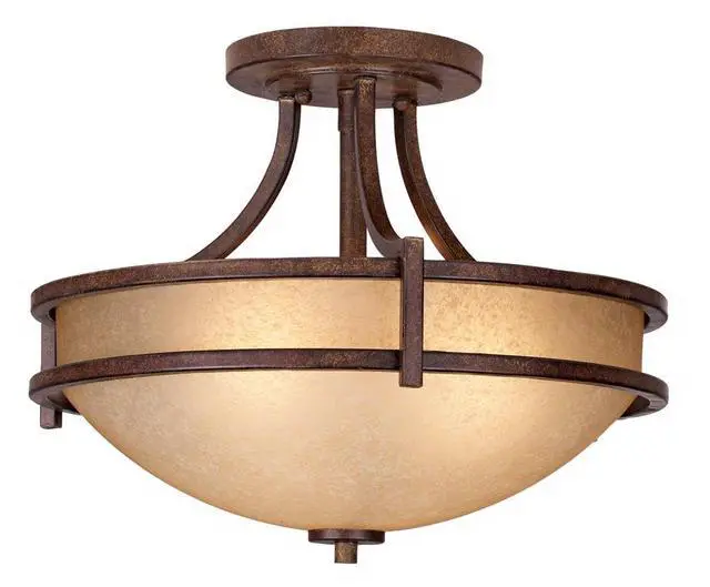 Alt view image 6 of 6 - Oak Valley Collection Rustic Farmhouse Ceiling Light Semi Flush Mount Fixture Bronze 18" Wide Cream Scavo Glass Bowl for Cottage Core Bedroom Kitchen Living Room Hallway Bathroom