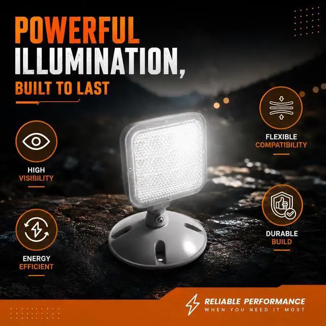 Alt view image 3 of 6 - Remote Outdoor Emergency Light Head Single Head LED Lamp, Weatherproof Emergency Exit Lighting 3.6V OR 9.6V Volts, 1.7 Watts (12 Pack)