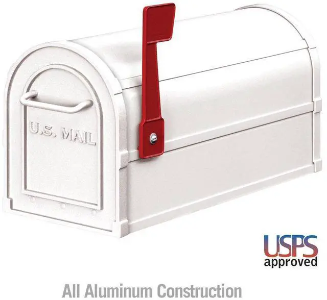 Alt view image 2 of 5 - 4850WHT Heavy Duty Rural Mailbox, White, 7.5 in. W x 9.5 in. H x 20.5 in. D