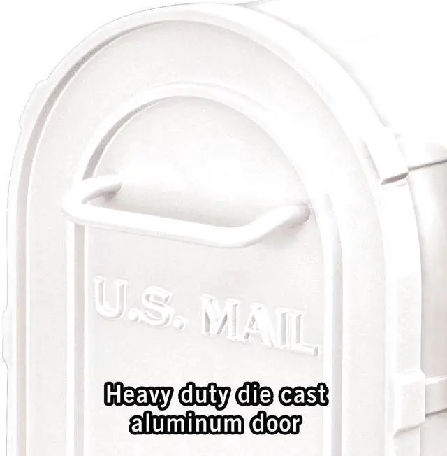 Alt view image 4 of 5 - 4850WHT Heavy Duty Rural Mailbox, White, 7.5 in. W x 9.5 in. H x 20.5 in. D