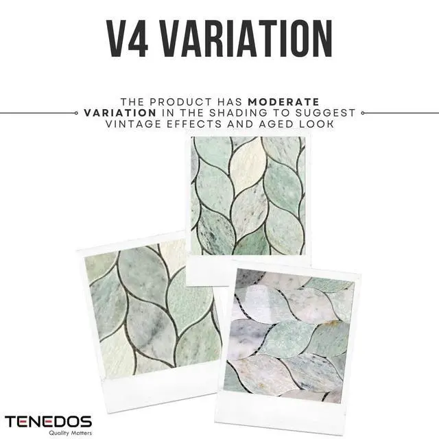 Alt view image 2 of 6 - Ming Green Greyish Petal Marble Polished Floor Wall Tile for Kitchen Backsplash, Bathroon Shower, Fireplace Surround, Decor Accent Wall (Box of 5 Sheets)
