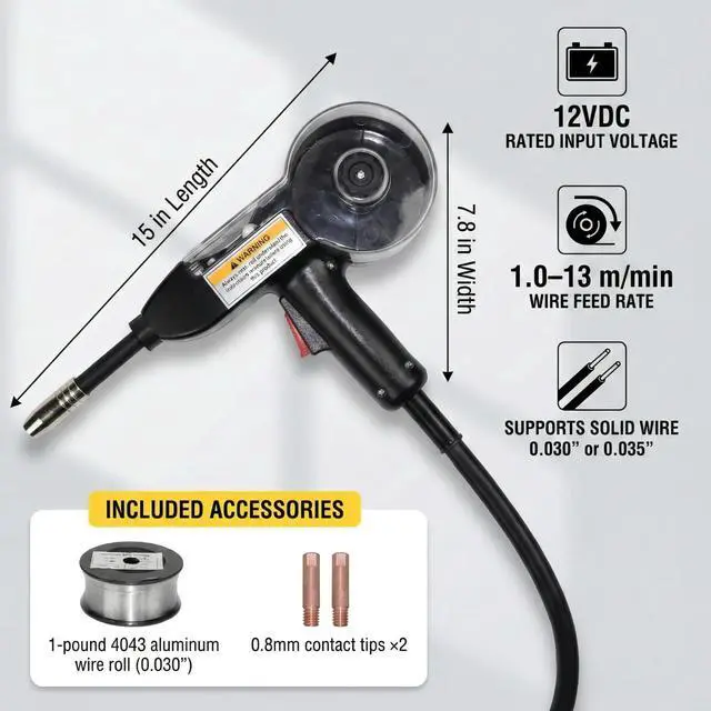 Alt view image 2 of 6 - Weldpro 130A Aluminum Spool Gun, 15 FT MIG Welding Torch for Weldpro MIG210LCD Omni 210 MIG155GD, Welding Gun for Aluminum Welding