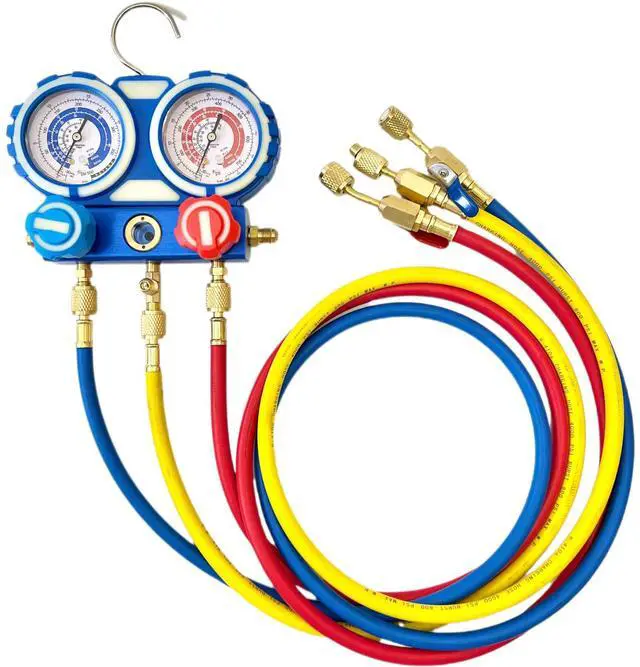 Alt view image 3 of 5 - Refrigerant Charging Hose with Ball Valves for R410A R134A R22 Refrigerant Charging Hoses, 1/4'' SAE Hose Set 800 PSI Red/Yellow/Blue (3pcs)