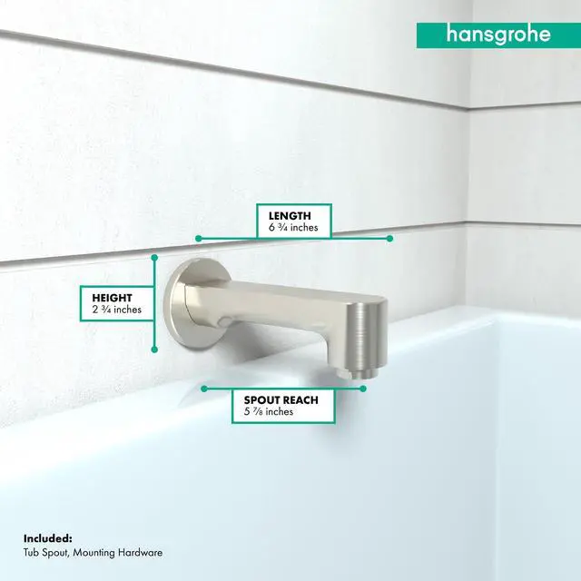 Alt view image 4 of 4 - Tub Spout Premium 3-inch Modern Tub Spout in brushed nickel, 14413821